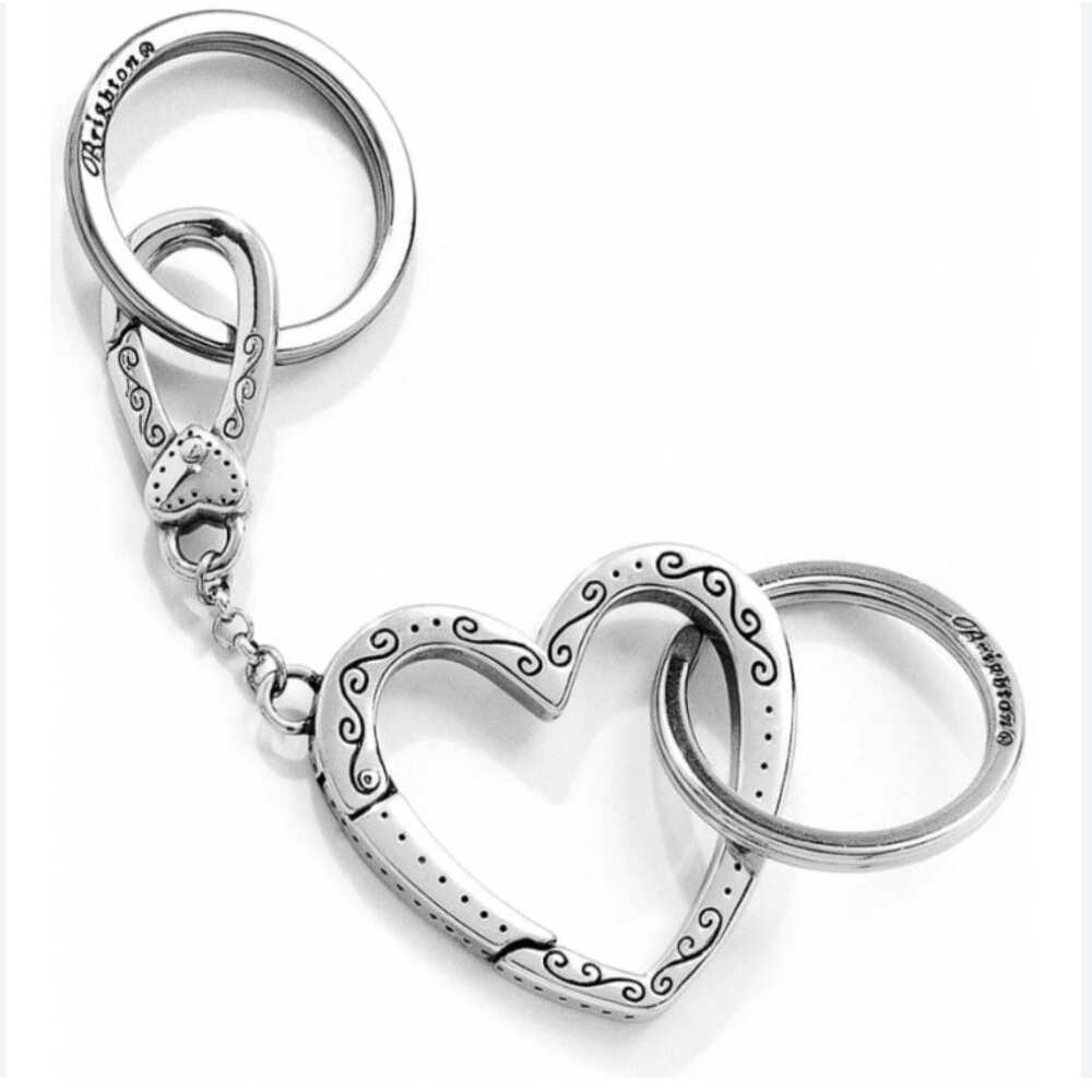 Brighton Patchwork Valet Key Fob Keychain silver plated